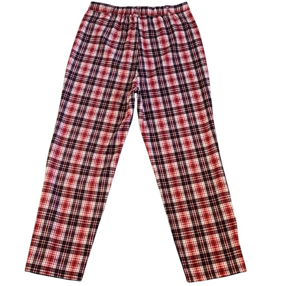Allegra K Plaid Cropped Trousers Button Casual Tartan Check Work Pants Red Large - Picture 8 of 10